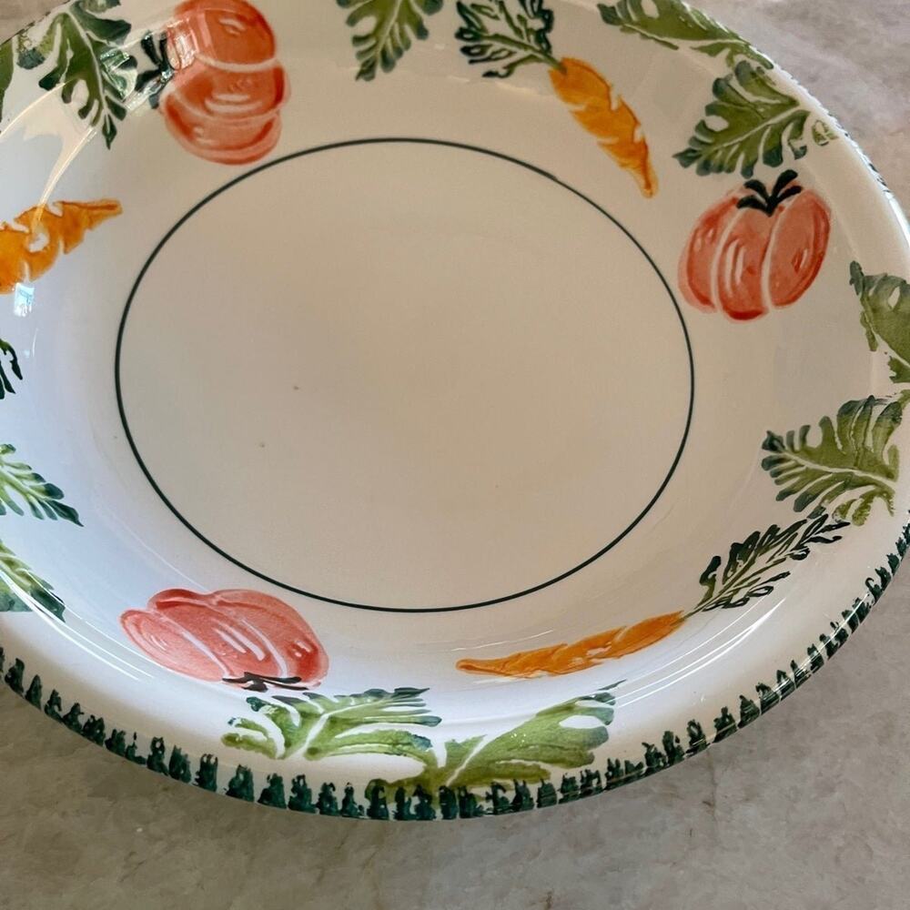 Vintage Pottery Barn 13-1/2” large bowl carrots and pumpkins pasta serving bowl - Picture 5 of 16